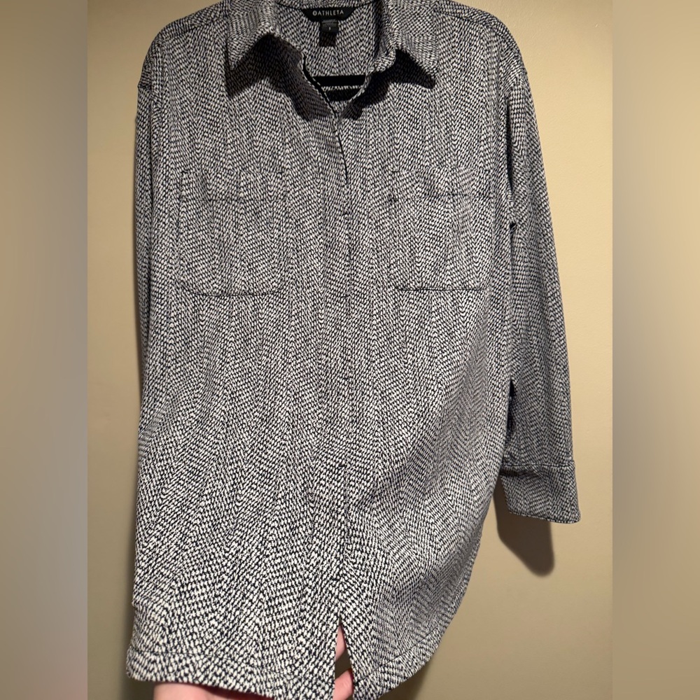 Athleta Textured Shirt Jacket Braiden black & white button down - Picture 4 of 8